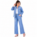Women’s Stone Embellished Wide Leg Denim Trousers