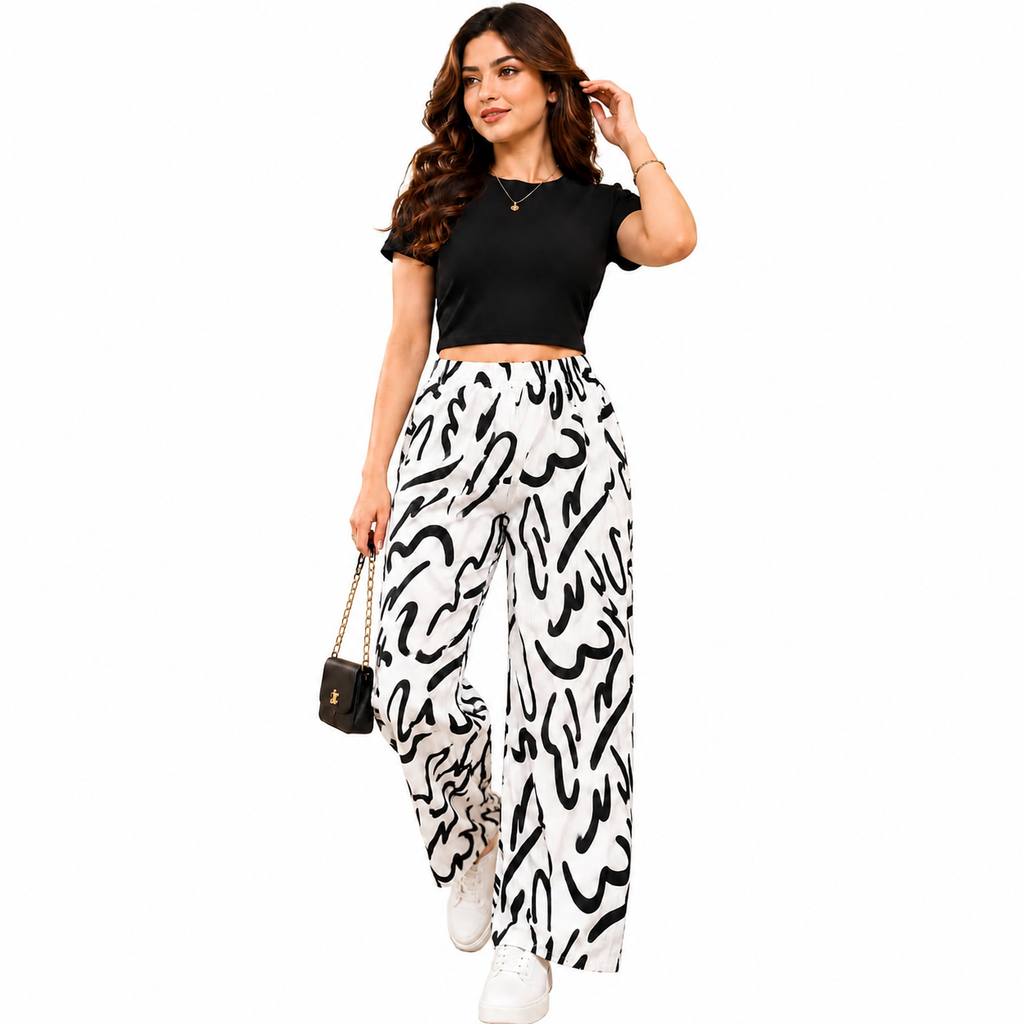 Women’s Wide Leg Elastic Waist Trousers