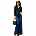 Imported Women's Wide Leg Embellished Jeans