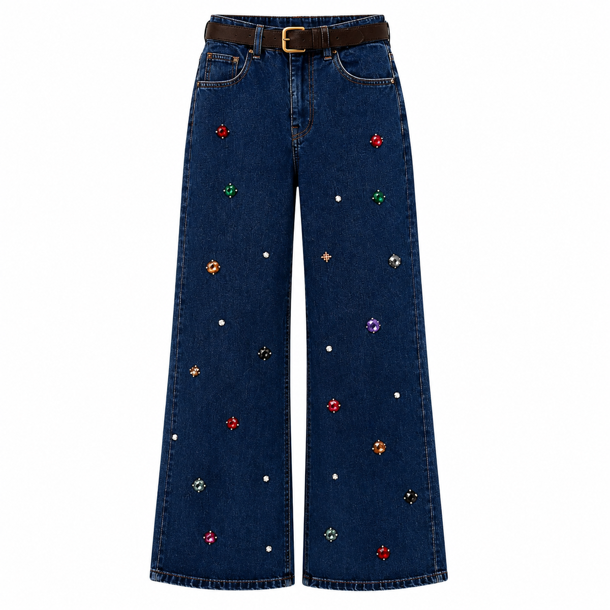 Imported Women's Wide Leg Embellished Jeans