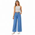 Women’s Wide Leg Studded Denim Trousers