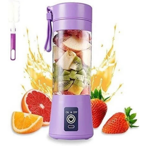 Portable 6 cuts Blender Home USB Rechargeable Electric Fruit Extractor Juice Blender Machine | Mini Smoothie Maker | Personal Juicer Cup | Random Color